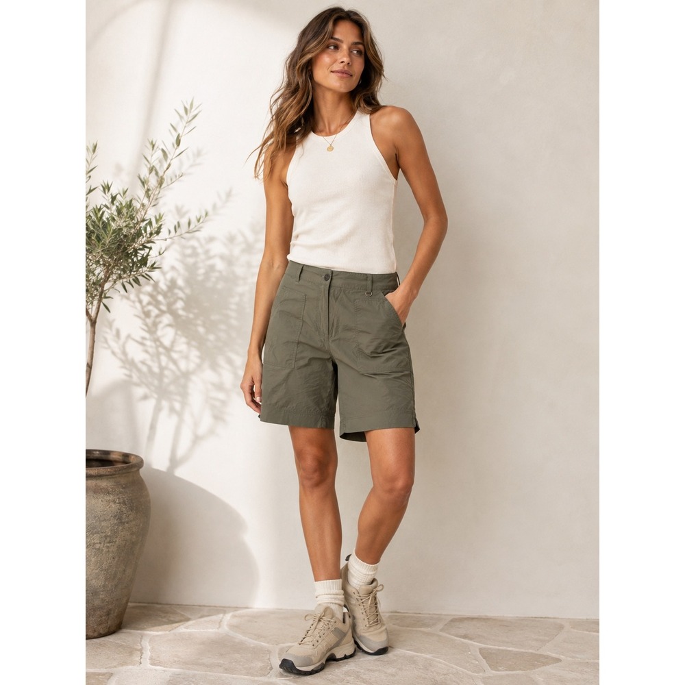 Foil Women Olive Green Utility Shorts Cotton Blend Size 14 USA